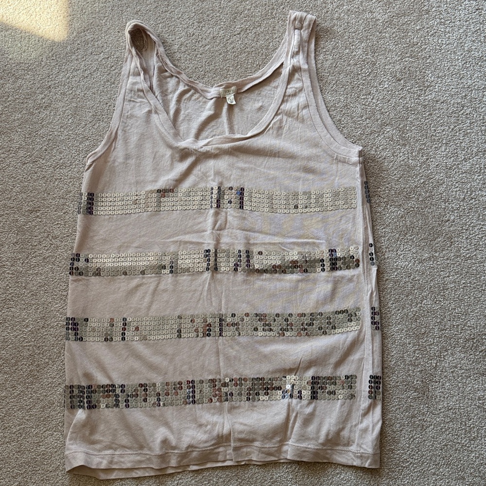 J. Crew Cream Sequin Tank Top